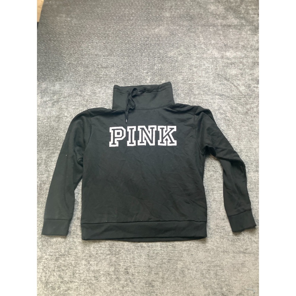 Victoria's Secret PINK Kinder To The Planet Sweatshirt Womens Small Black Lined